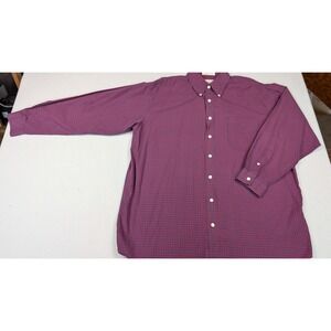John Ashford Sport Men XL Burgundy Navy Gingham Check Button Down Shirt Long Slv